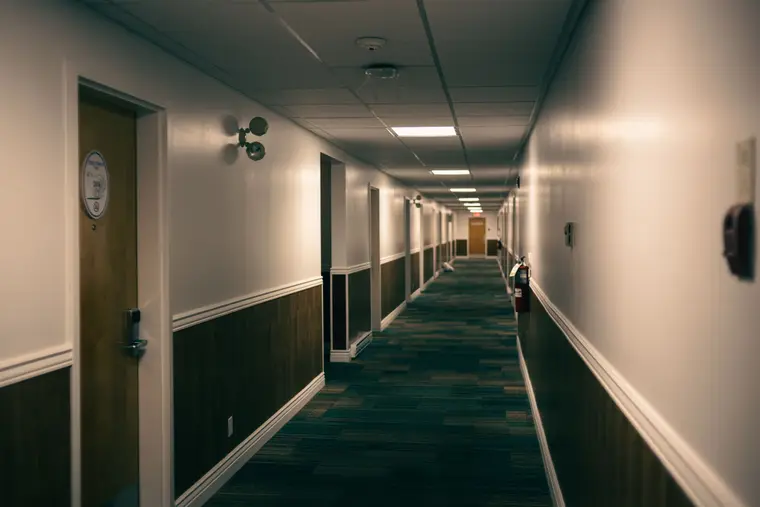 Commercial flooring in a hallway