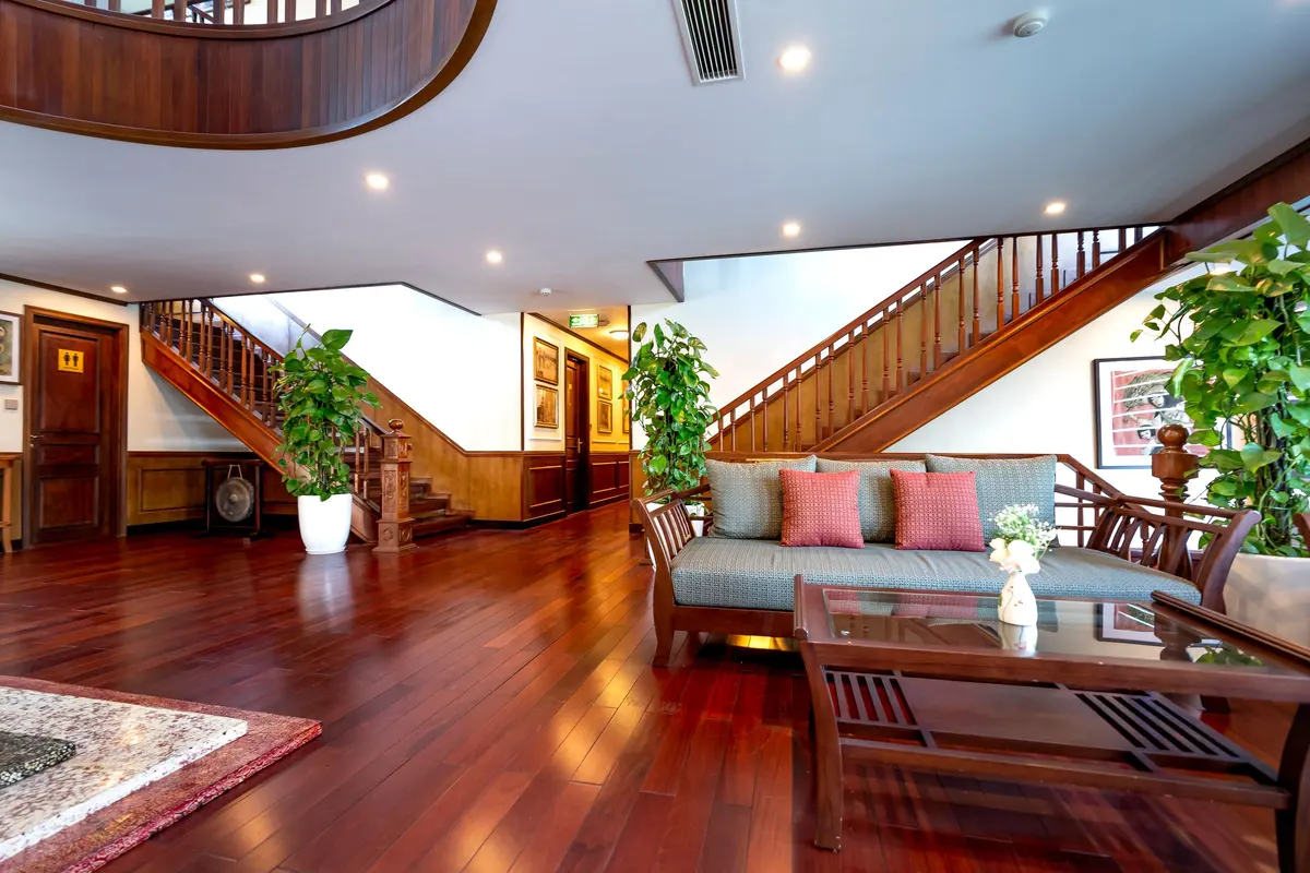 Spacious stair treads and trim in a stairs